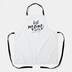 Modern Best Mom Ever Mommy Kids Name Script Black Apron