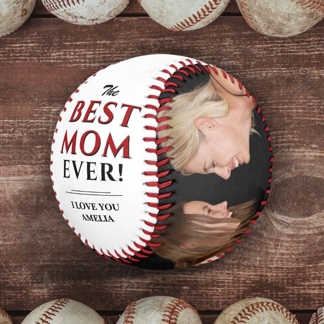 Modern Best Mom Ever Photo Collage Mother`s Day Softball (Creator Uploaded)