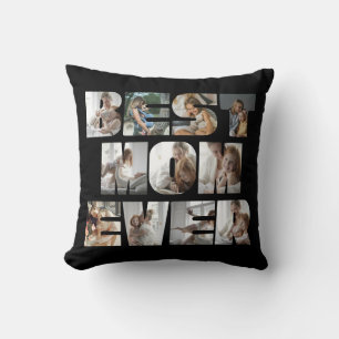 Modern Best Mum Ever 11 Photos Collage Black Cushion