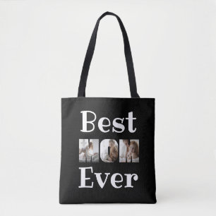 Modern Best Mum Ever 6 Photos Collage Black Tote Bag