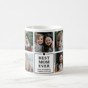 Modern Best Mum Ever 7-Photo Collage & Names Coffee Mug