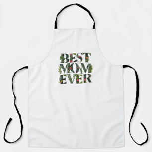 Modern Best Mum Ever Cute Flowers And Green Plants Apron