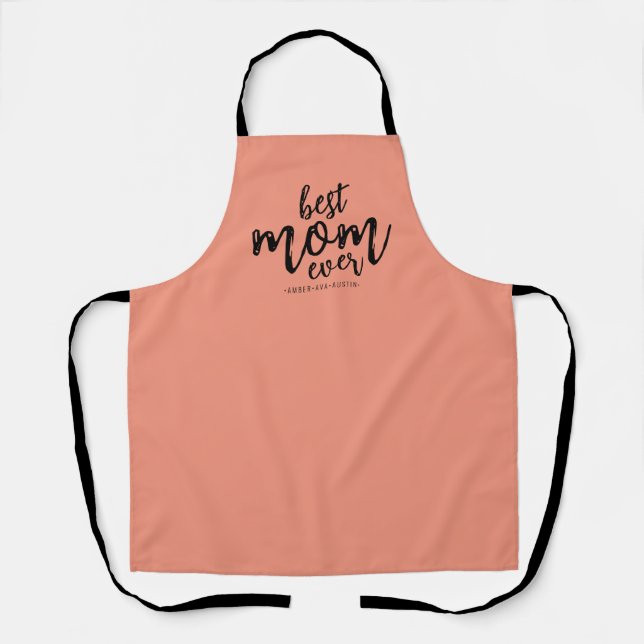 Modern Best Mum Ever Mummy Kids Name Script Apron (Front)