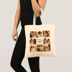 Modern Best Mum Ever Personalised Photo Collage Tote Bag