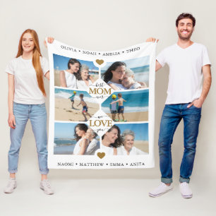 Modern Best Mum Ever Photo Collage Fleece Blanket