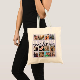 Modern Best Mum Ever Purple Photo Collage Tote Bag
