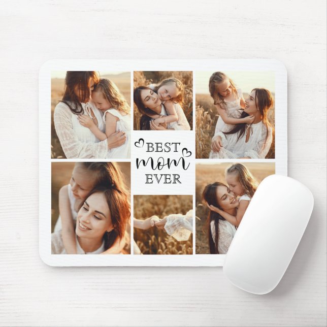 Modern Best Mum Photo Collage Personalised Gift Mouse Pad (With Mouse)
