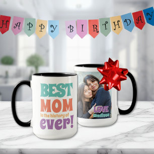 Modern Best Mum Photo Kids Name Custom Gift Mug