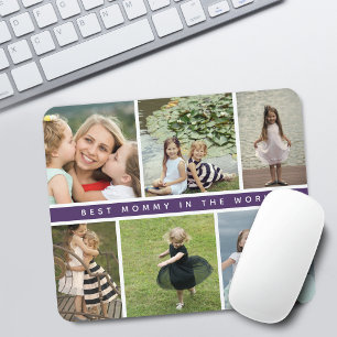Modern Best Mummy Photo Collage Purple Mouse Pad