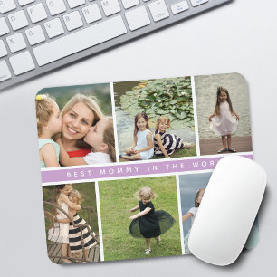 Modern Best Mummy Photo Collage Purple Mouse Pad