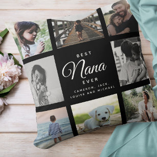 Modern Best Nana Ever Elegant Photo Collage Cushion