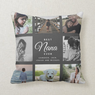 Modern Best Nana Ever Elegant Photo Collage Throw  Cushion