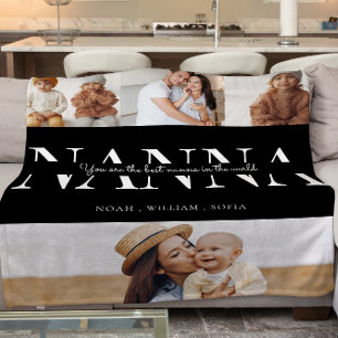 Modern Best nanna black and white 4 photo Fleece Blanket