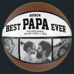 Modern BEST PAPA EVER Cool Trendy Photo Collage Basketball<br><div class="desc">Perfect for the coolest dad you love: A BEST PAPA EVER customised basketball with 3 favourite photos in trendy black and white, his name, and a sweet message from you as well as names and year. Great Father's Day gift or a awesome surprise for his birthday, surely a keepsake he'll...</div>