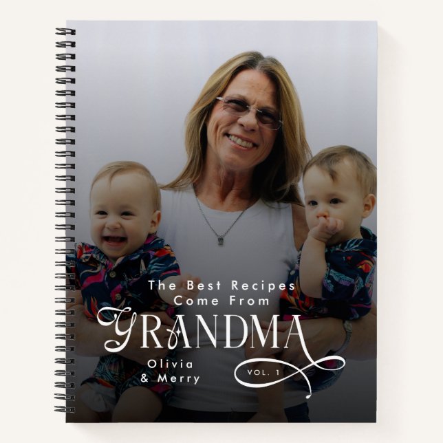 Modern Best Recipes Grandma Photo Grandkids Gifts Notebook (Front)