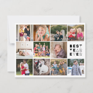Modern Best Year Ever 11 Photo Custom Greeting Holiday Card