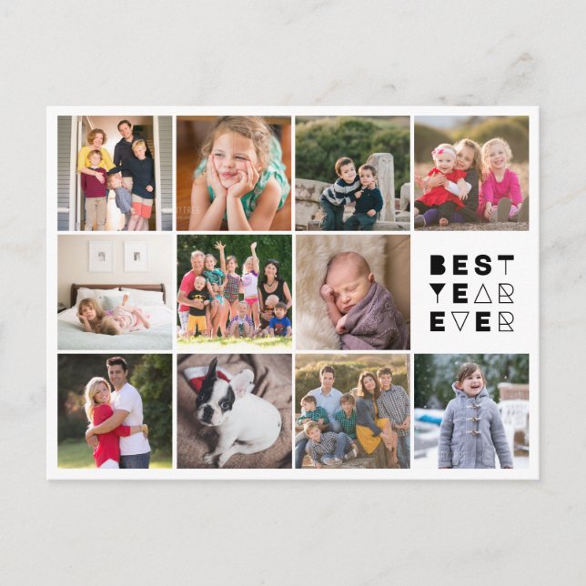 Modern Best Year Ever Minimal Happy New Year Photo Postcard (Front)