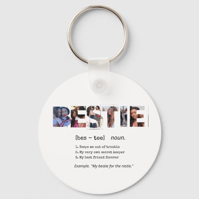Modern Bestie BFF Best Friends Photo Collage Cute  Key Ring (Front)
