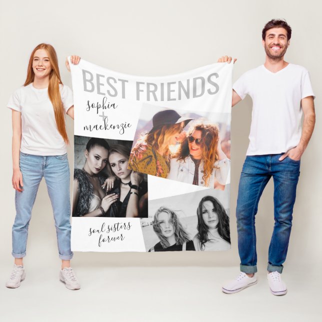 Modern Bestie Photo Personalised Nickname Name BFF Fleece Blanket (In Situ)