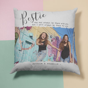 Modern Bestie Quote Photo Personalized BFF Cushion