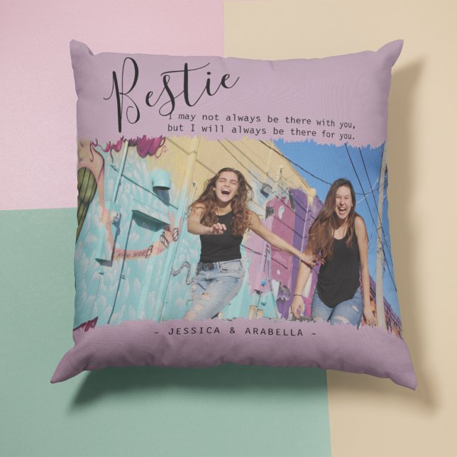 Modern Bestie Quote Photo Personalized BFF Cushion (Creator Uploaded)