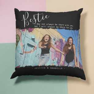 Modern Bestie Quote Photo Personalized BFF Cushion