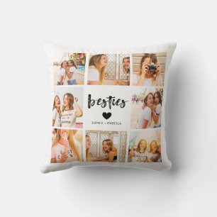 Modern Besties Name Photo Collage BFF Cushion