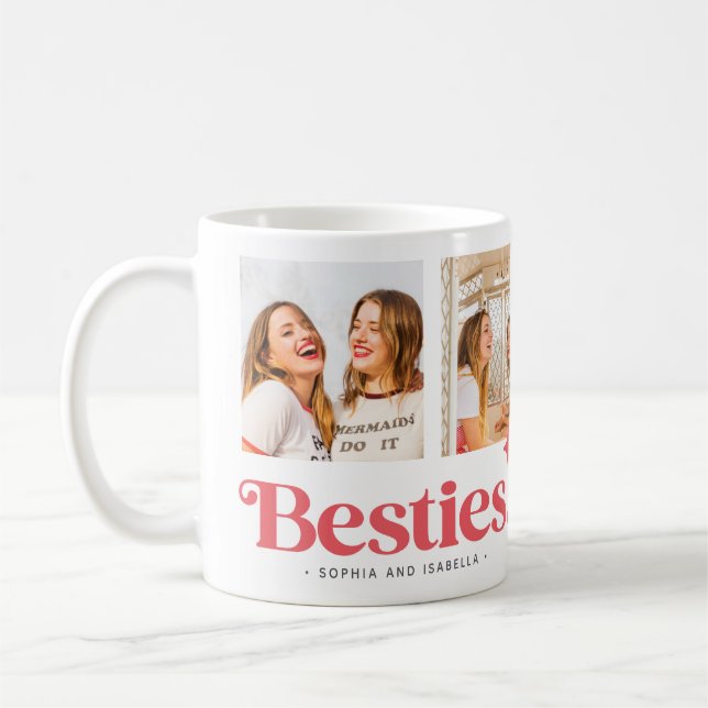 Modern Besties Name Photo Collage Mug (Left)