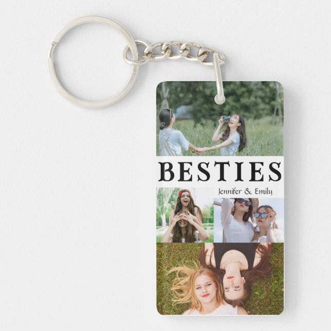 Modern Besties Photo Collage – Cute & Custom Gift Key Ring (Front)
