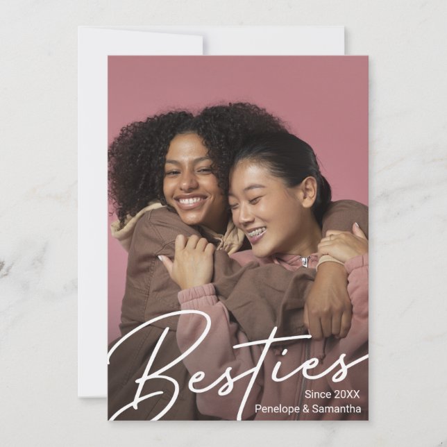 Modern Besties Photo Gift Thank You Card (Front)