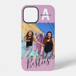 Modern Besties Photo Monogram Pink iPhone 12 Case