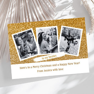 Modern Besties Photo Template Gold Merry Christmas