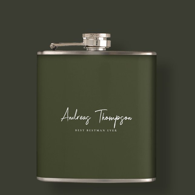 Modern Bestman Best Man Groomsman Army Green Hip Flask (Modern Bestman Best Man Groomsman Army Green Flask
)