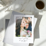 Modern Beyond Grateful Script 2 Photo Wedding Thank You Card<br><div class="desc">Your wedding day was perfect, and your guests were a big part of that. What better way to say "beyond grateful" than with a thank you card featuring two of your favourite wedding photos? This beautiful wedding thank you card is the perfect way to show your appreciation to friends, family,...</div>