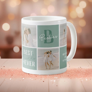 Modern BFF Besties Photo Collage Green Coffee Mug