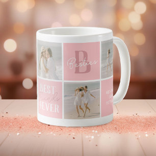 Modern BFF Besties Photo Collage Pink Coffee Mug