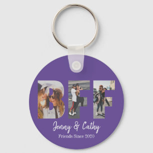 Modern BFF Photo Best Friend Names Purple Violet Key Ring