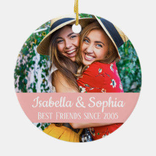 Modern BFF photo Best friends forever trendy Ceramic Tree Decoration