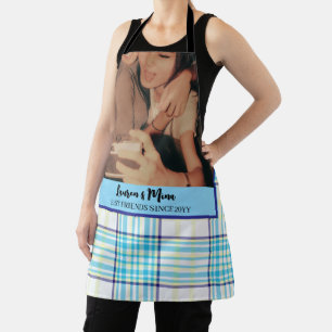Modern BFF Photo Plaid Friendship Best Friend Apron