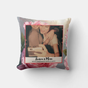 Modern BFF Photo Plaid Friendship Best Friend Cushion