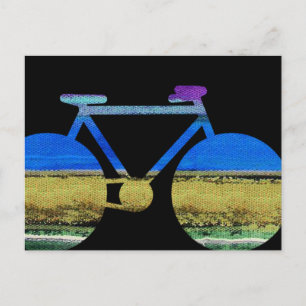 modern bicycle & colour stripes postcard
