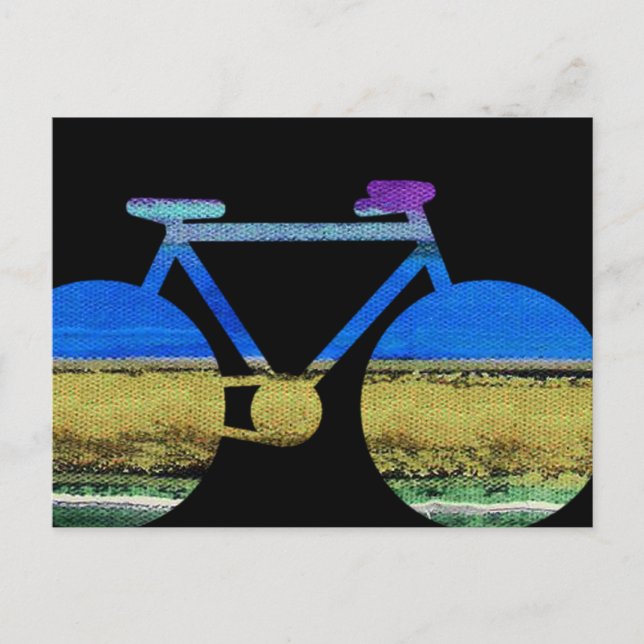 modern bicycle & colour stripes postcard (Front)