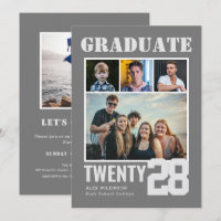 Modern Big Bold Script Trendy 5 Photo Graduation