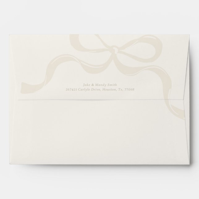 Modern Big Cream Bows & Ribbons Pre Addressed  Envelope (Back (Top Flap))