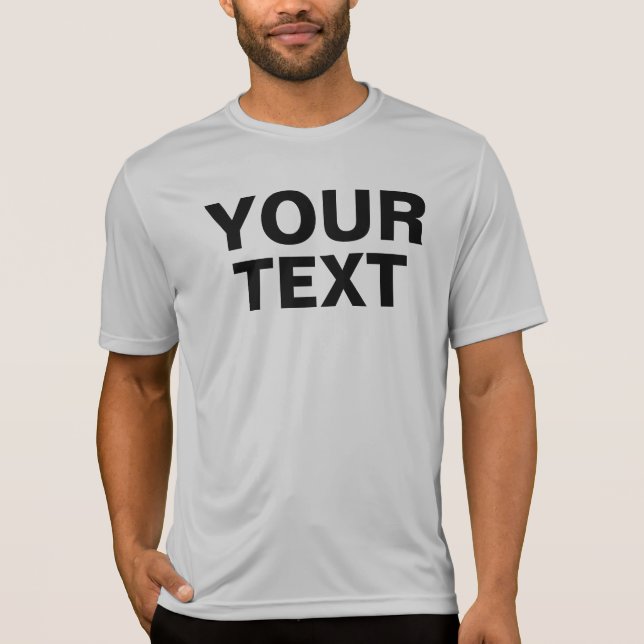 Modern Big Font Text Custom Silver Mens Sport Tek T-Shirt (Front)