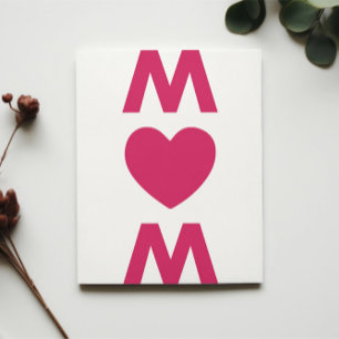 Modern Big MUM Red Heart White Mother's Day Card