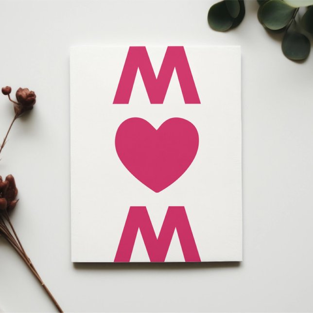 Modern Big MUM Red Heart White Mother's Day Card (Creator Uploaded)