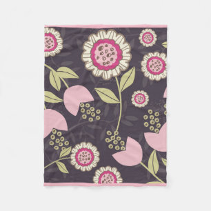 Modern Big Pink Floral Tulip Pattern Fleece Blanket