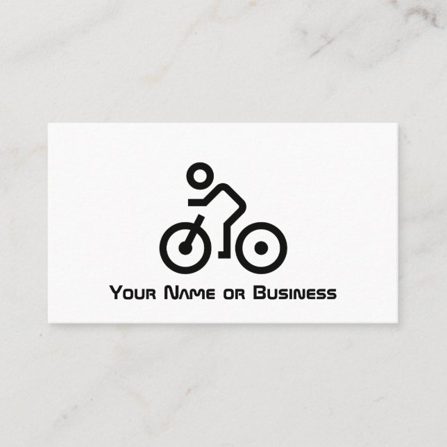 Modern Bike Symbol Black and White Bicycle Cyclist Business Card (Front)