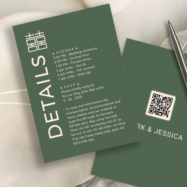 Modern Bilingual Vietnamese Wedding Detail card (Creator Uploaded)